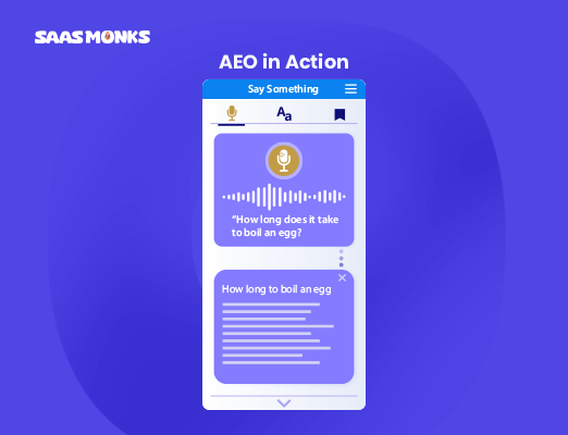 AEO in Action showing voice search and answer snippet