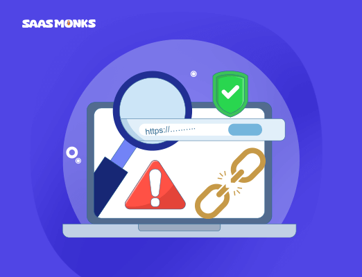 Graphic showing broken backlinks and link replacement for SEO gain.
