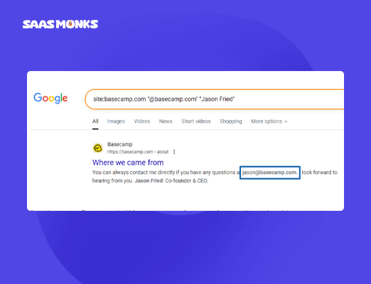 Find the email address of the person you want to reach out to using search operators