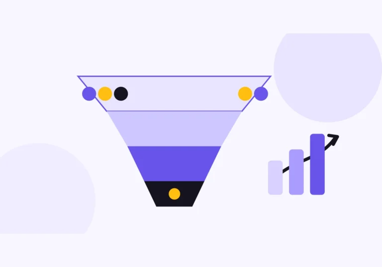 SaaS sales funnel illustration showing prospects moving toward customers