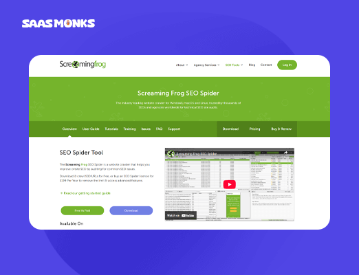 Screaming Frog – technical crawler (free & paid)